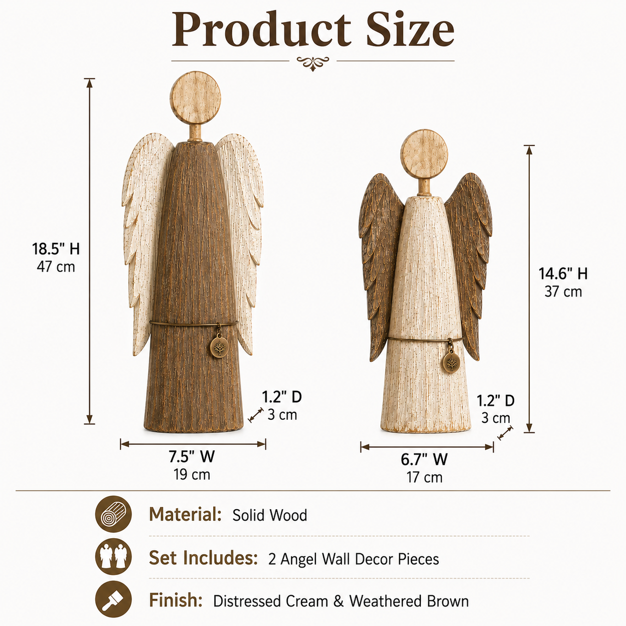 Solid Wood Guardian Angel Wall Decor Set of 2