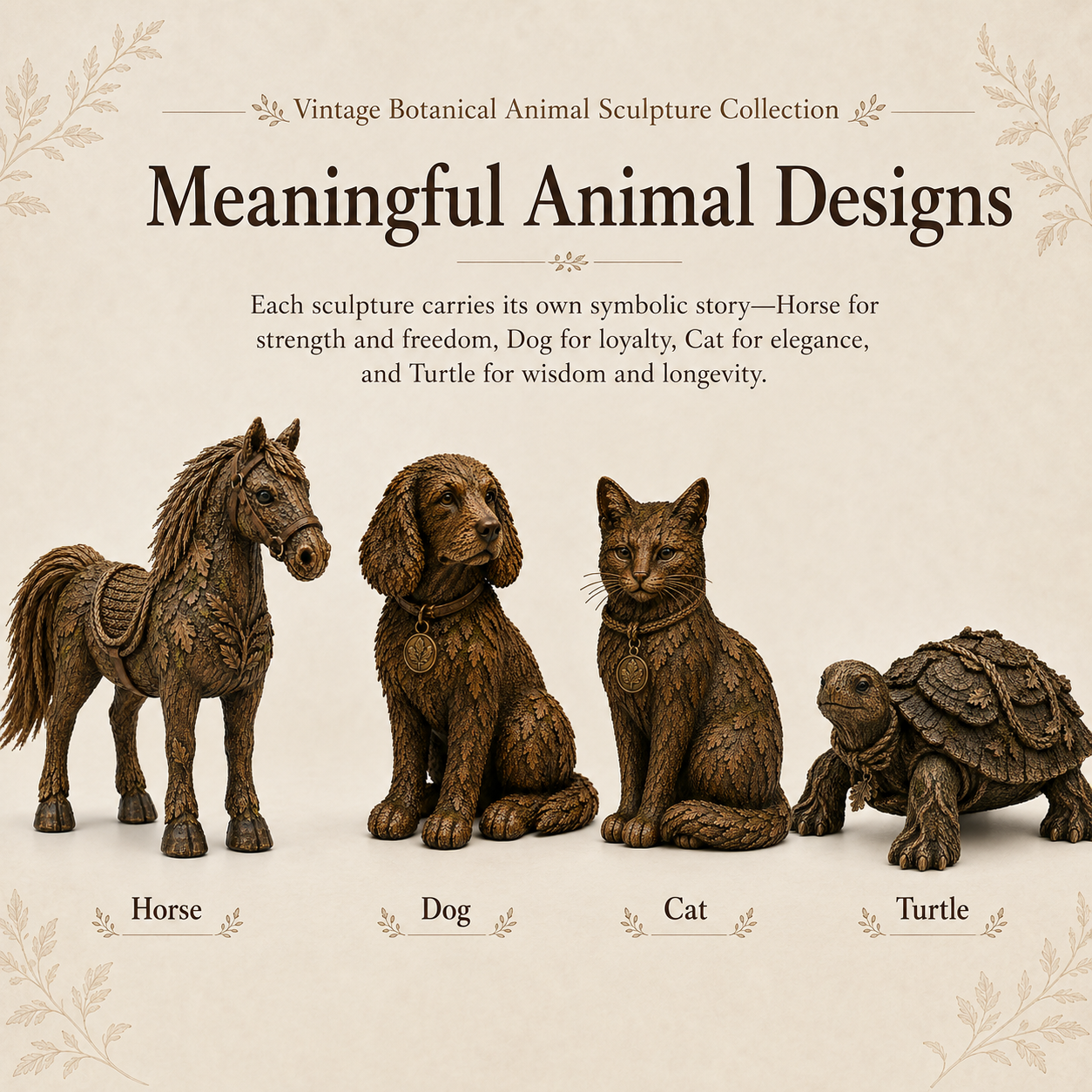 Vintage Botanical Animal Sculpture Collection