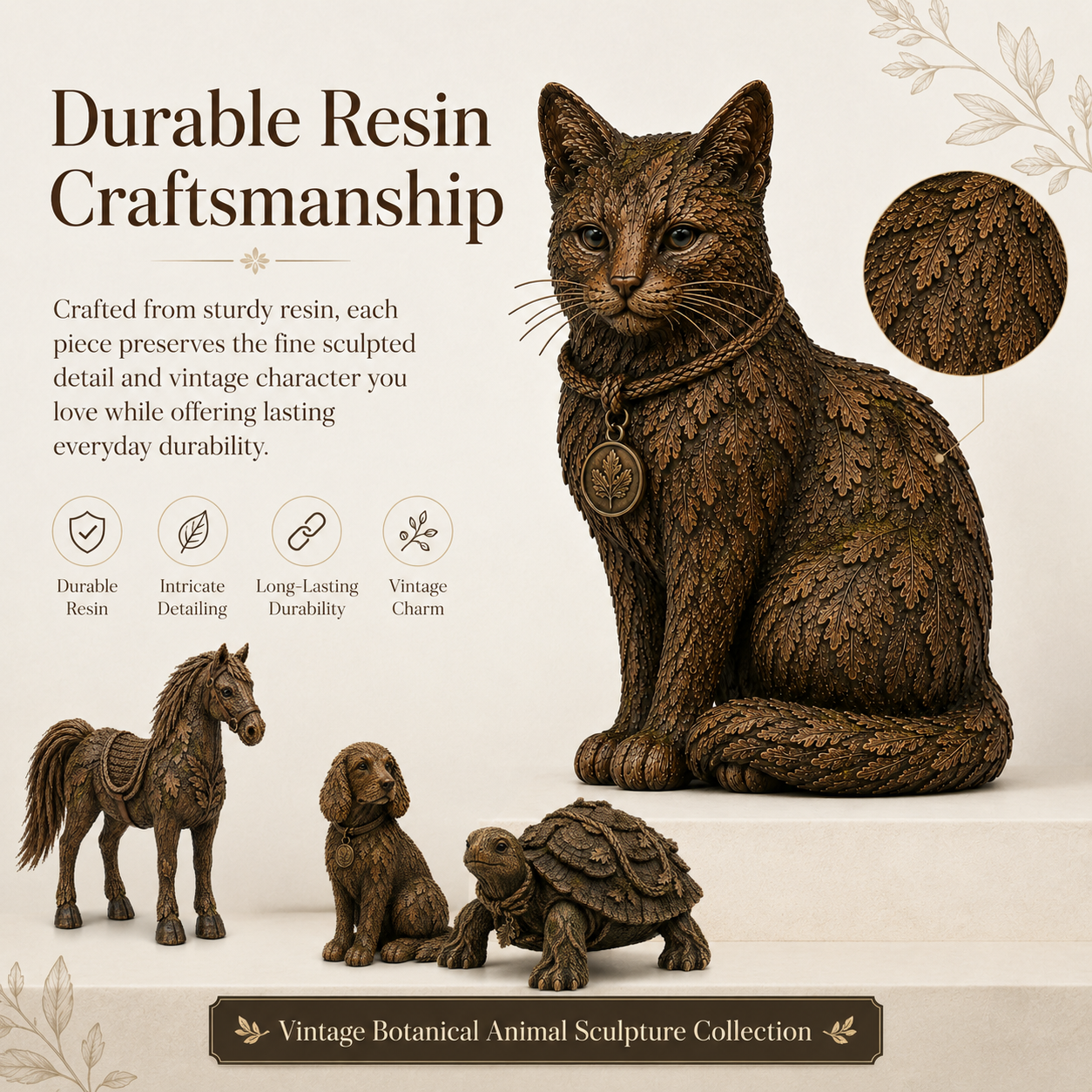 Vintage Botanical Animal Sculpture Collection