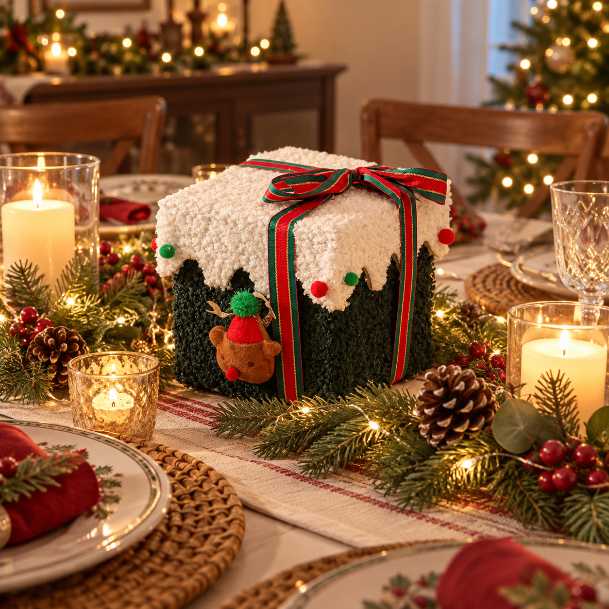 Plush Christmas Gift Box Storage Basket set