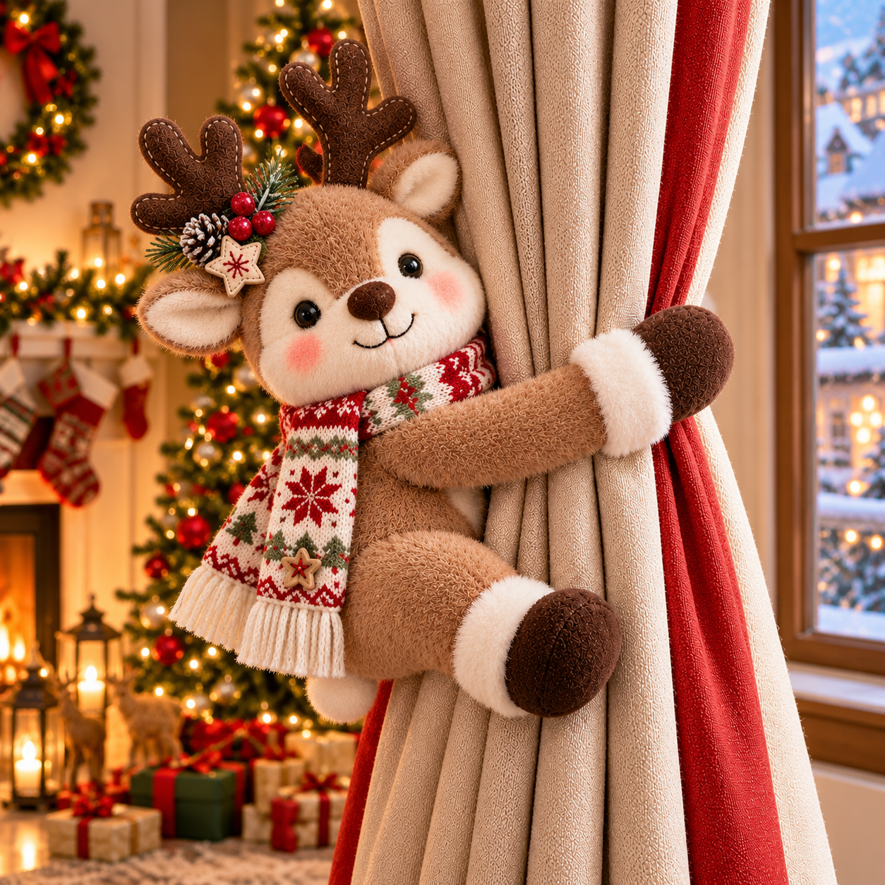 2 Pack Christmas Curtain Tieback Decorations