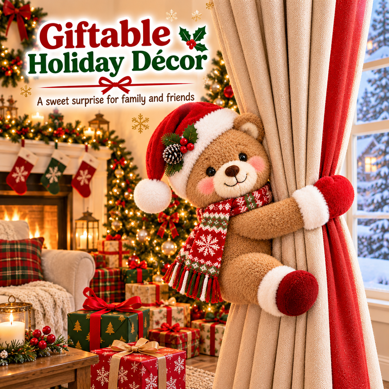 Christmas Plush Curtain Tie-Backs 