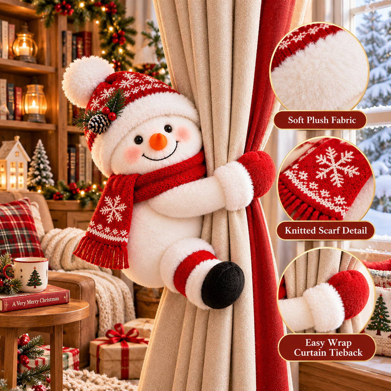 Christmas Plush Curtain Tie-Backs 
