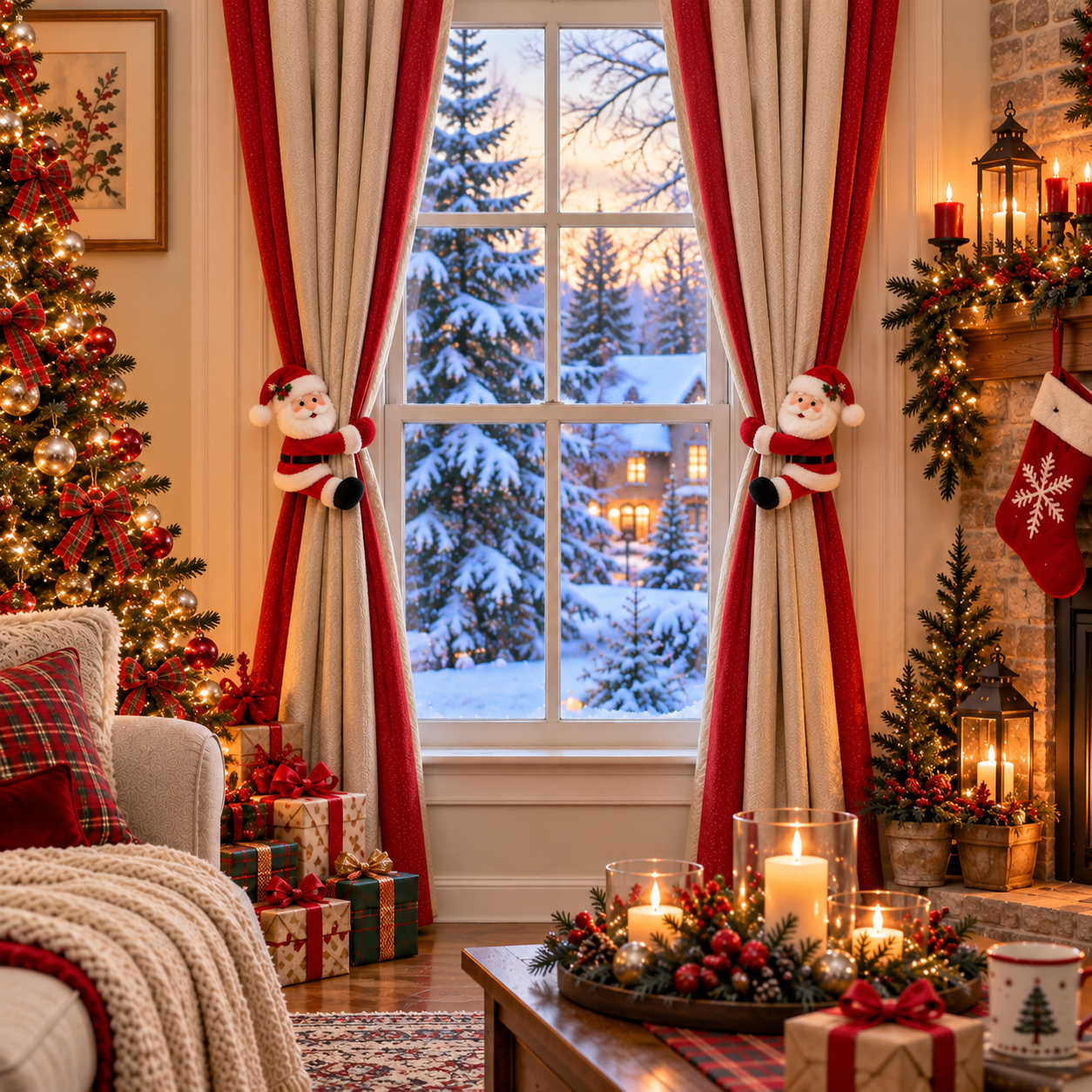 2 Pack Christmas Curtain Tieback Decorations