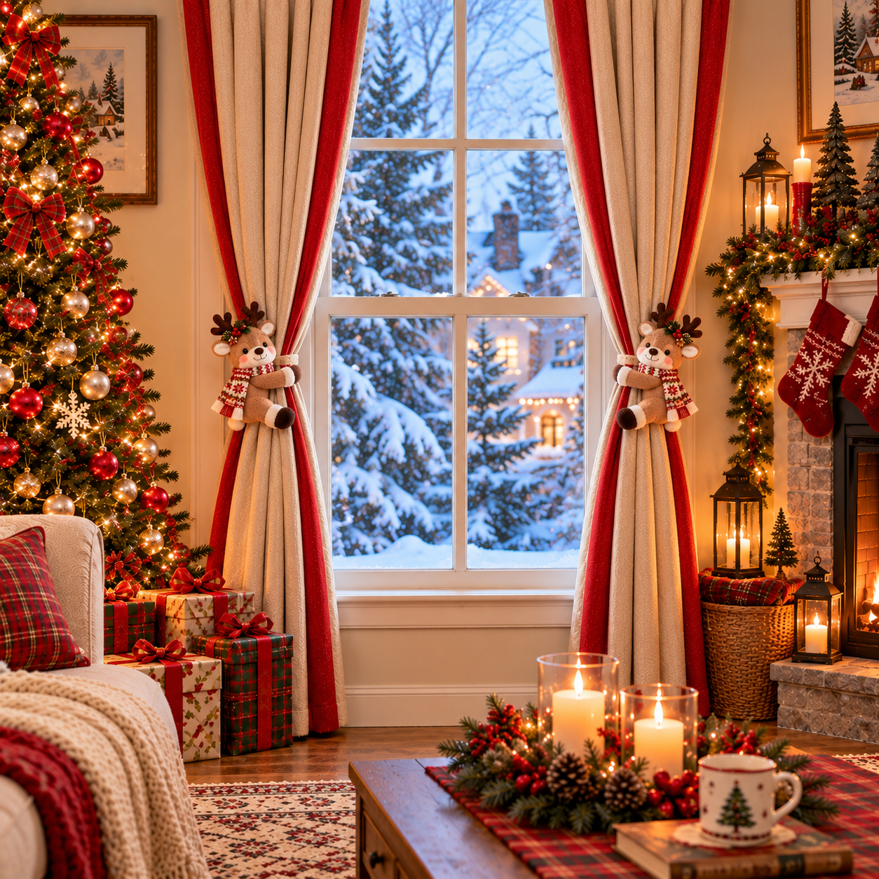 2 Pack Christmas Curtain Tieback Decorations