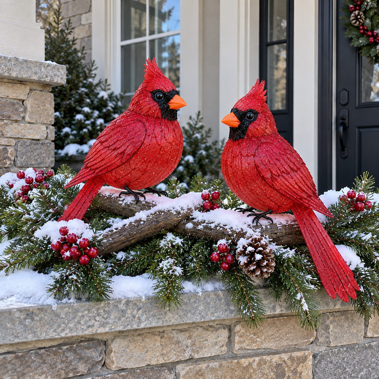 Outdoor Glowing Cardinal Bird Pair