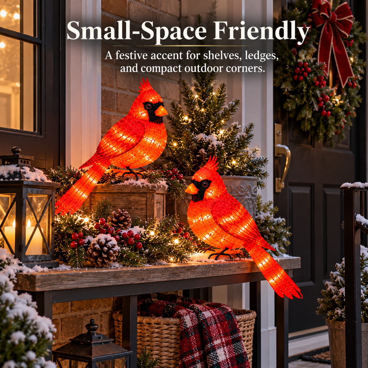 Outdoor Glowing Cardinal Bird Pair