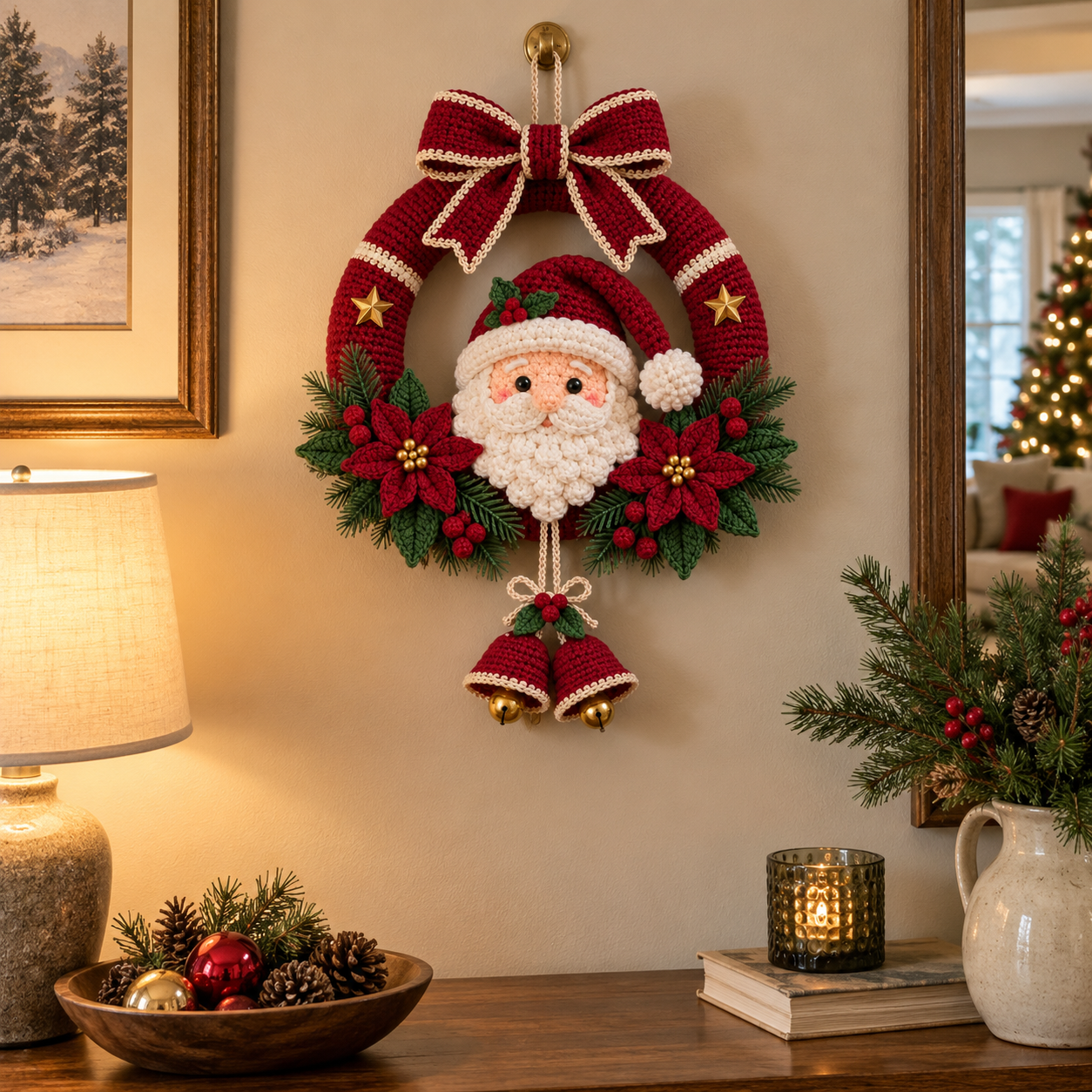Handmade Crochet Christmas Wreath