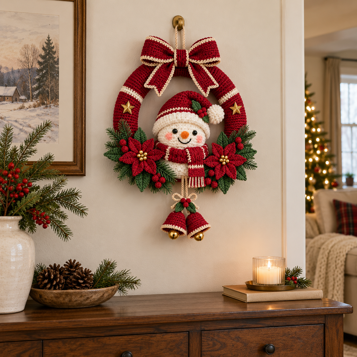 Handmade Crochet Christmas Wreath