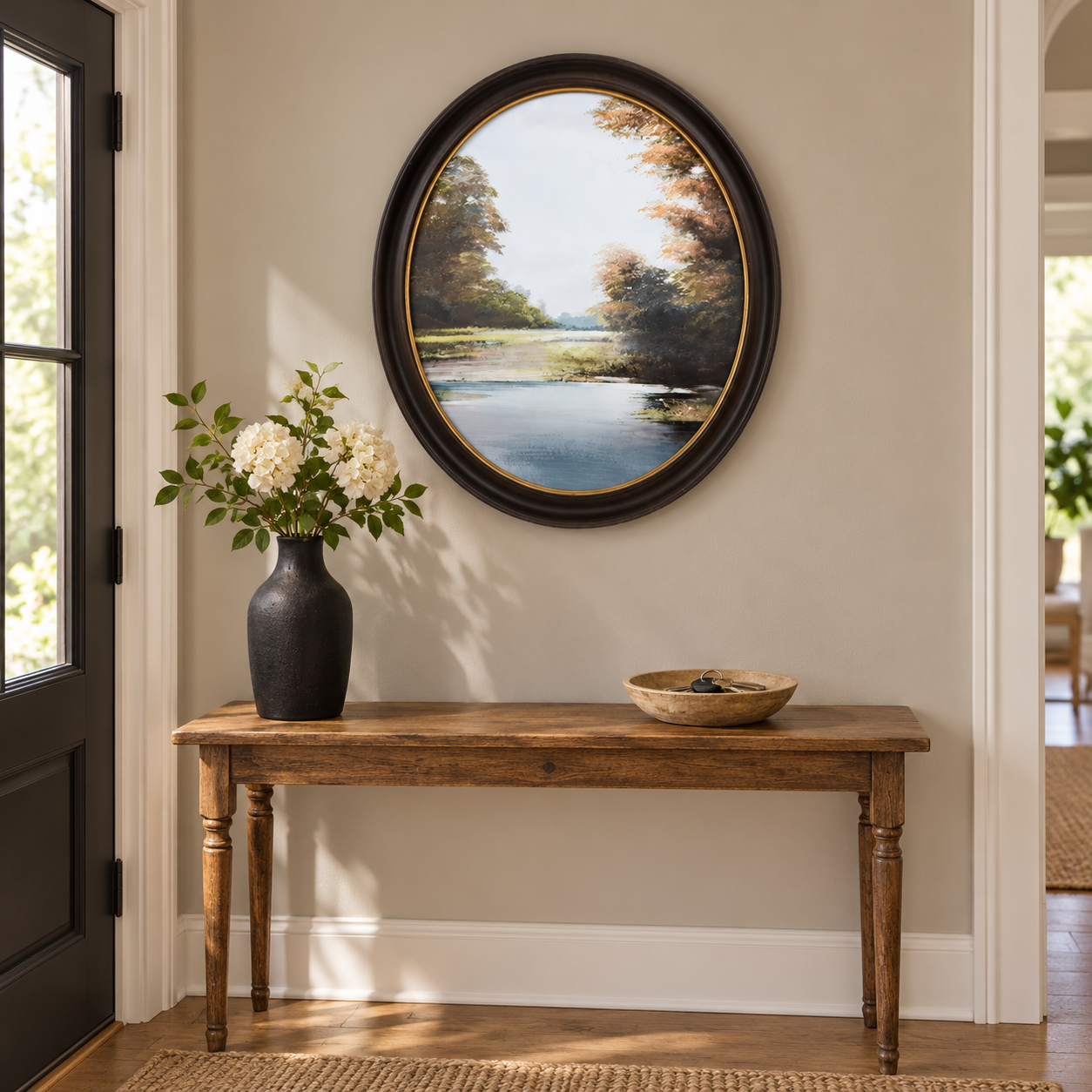 Lake & Trees Oval Wood Wall Decor