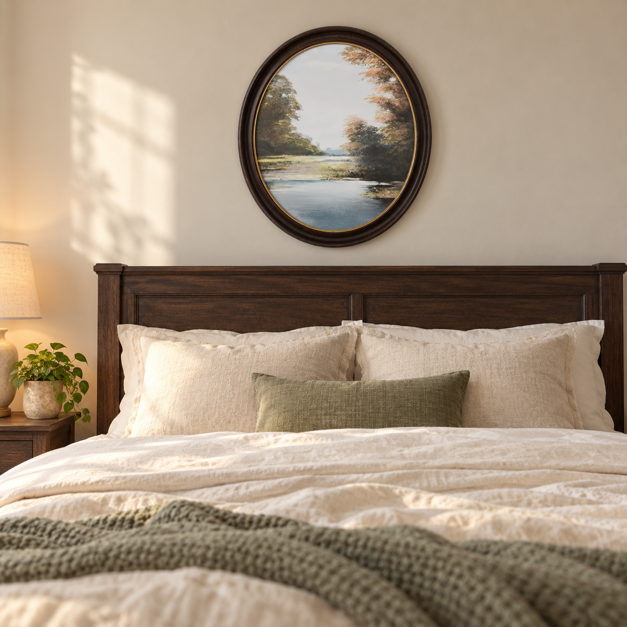Lake & Trees Oval Wood Wall Decor
