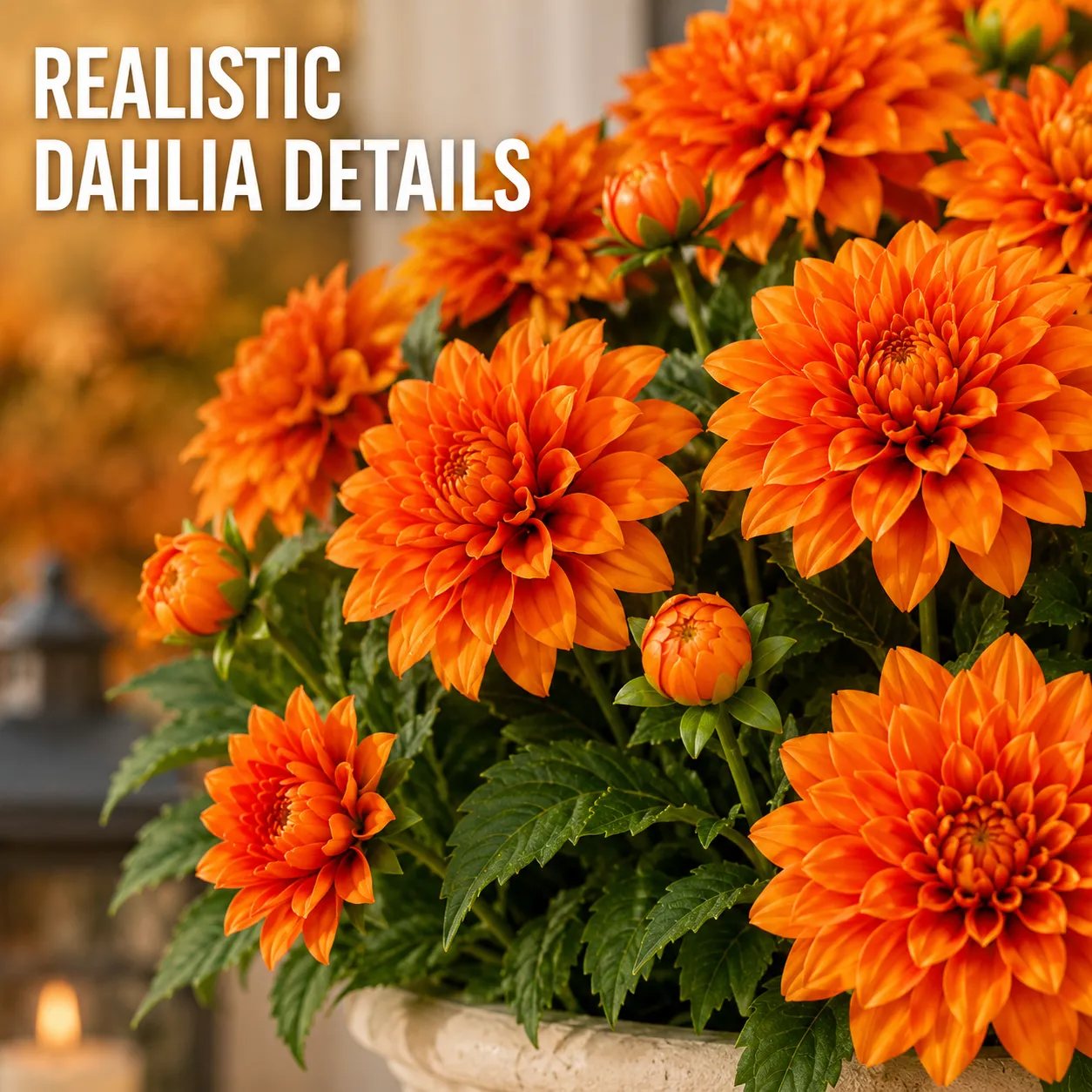 Vibrant Faux Dahlia Fall Porch Planter Filler - Ready-to-Display Outdoor Artificial Flower Arrangement