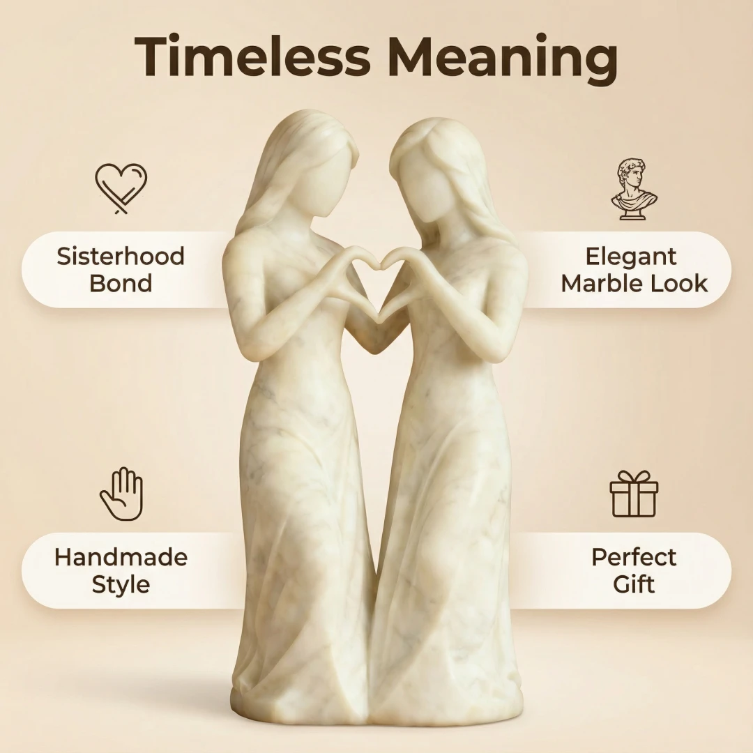 Celebrates Friendships Handmade White Marble Sisters Sculpture