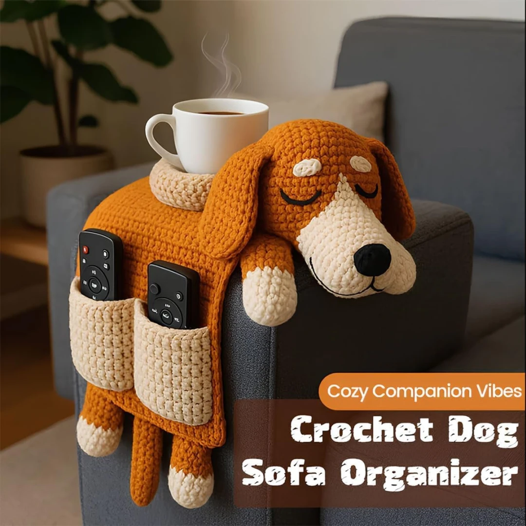 Crochet Dog Sofa Organizer with Cup Holder