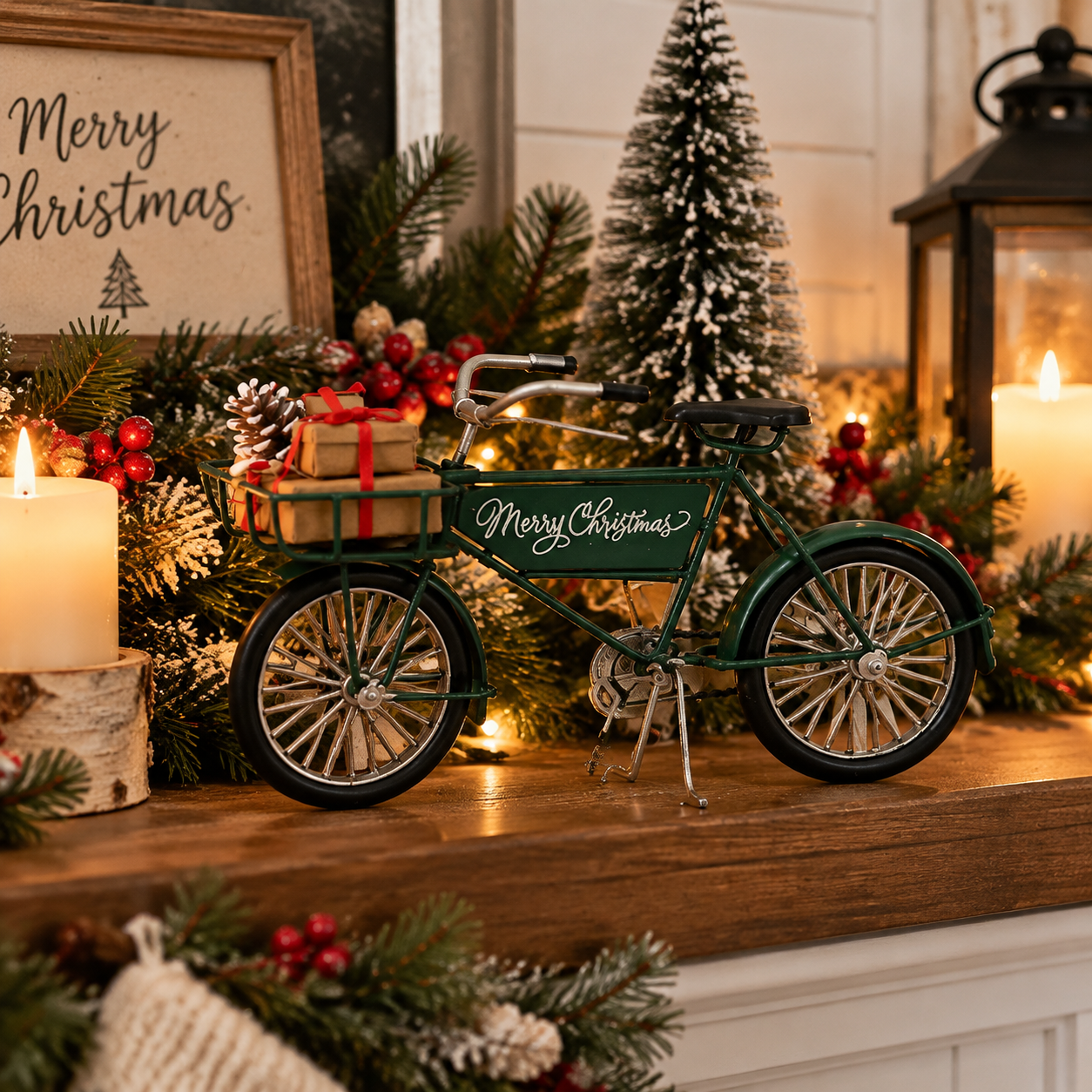 Green Merry Christmas Bicycle