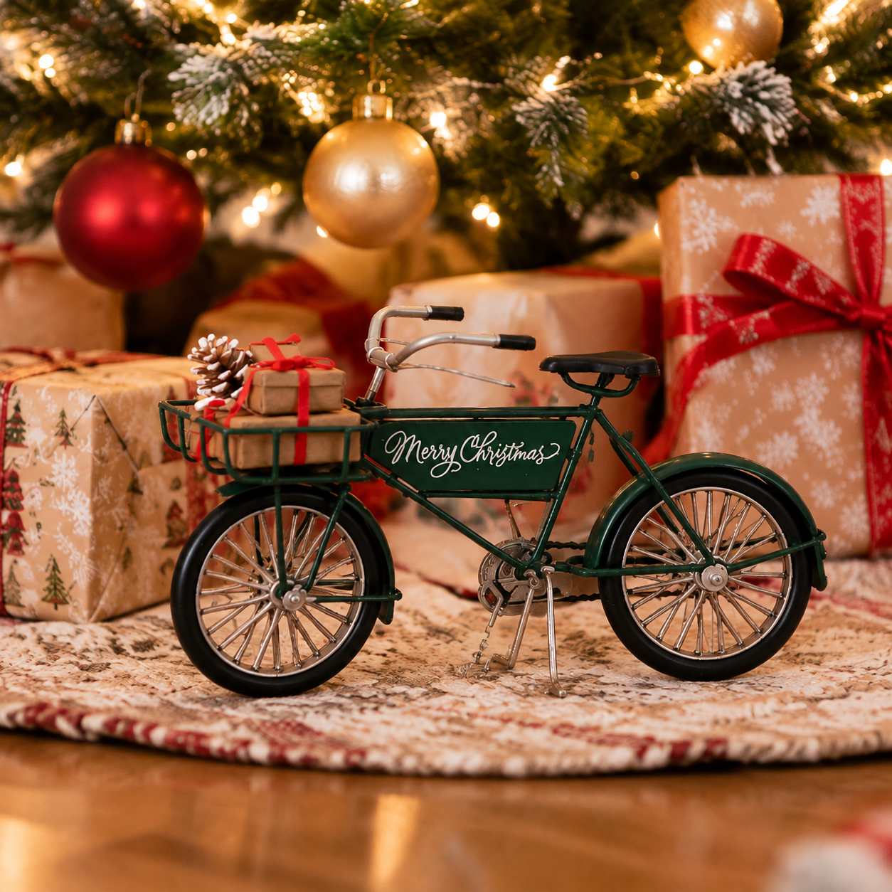 Green Merry Christmas Bicycle