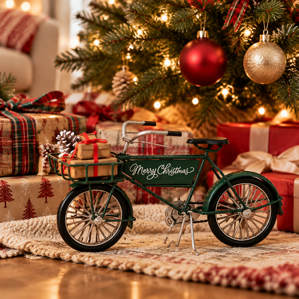 Green Merry Christmas Bicycle