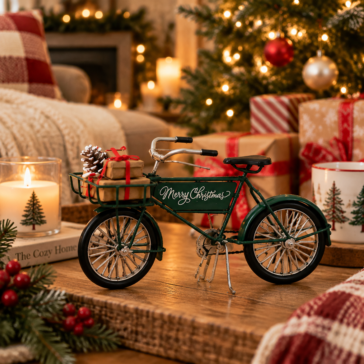 Green Merry Christmas Bicycle