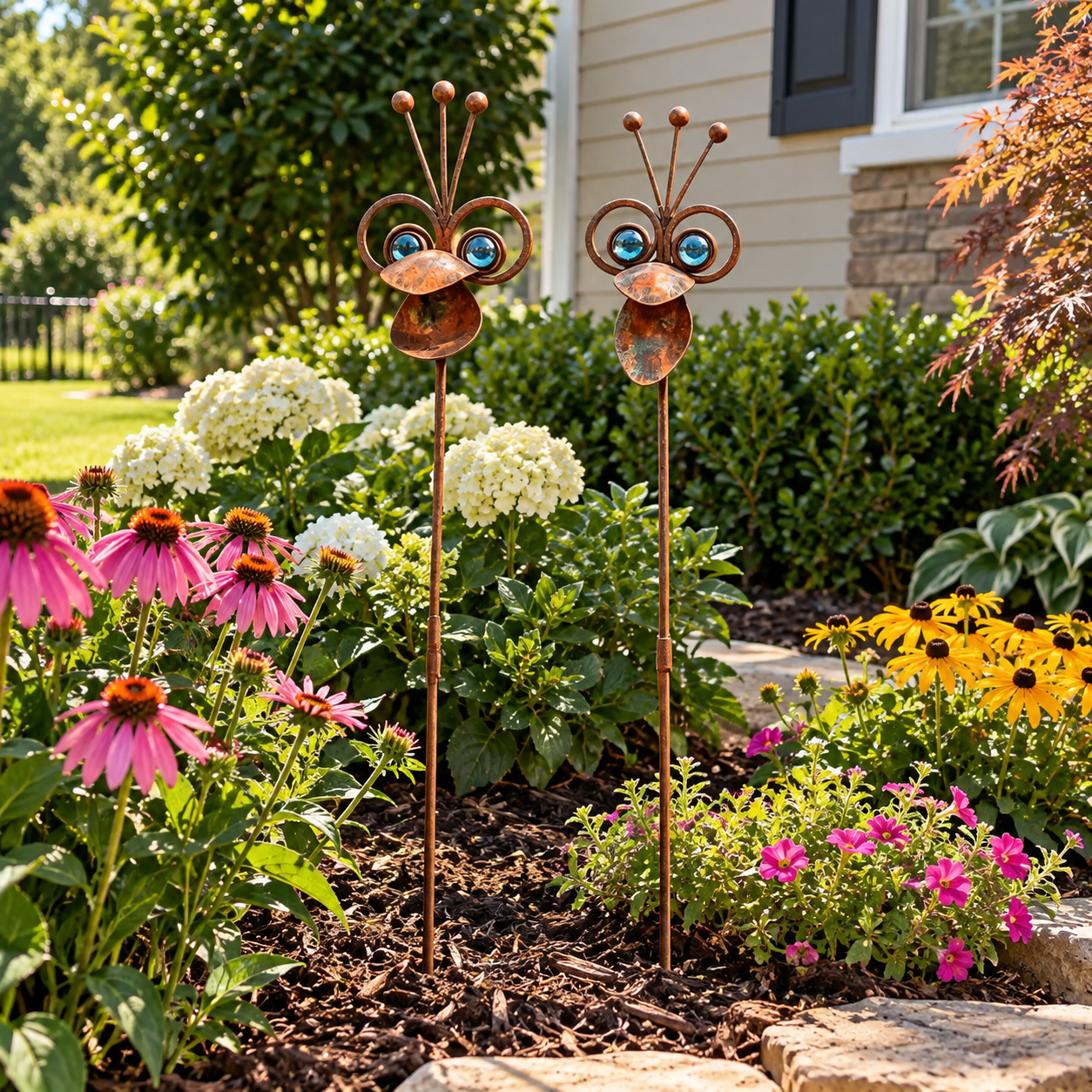 Set of 2 Rustic Iron Toucan Garden Stakes