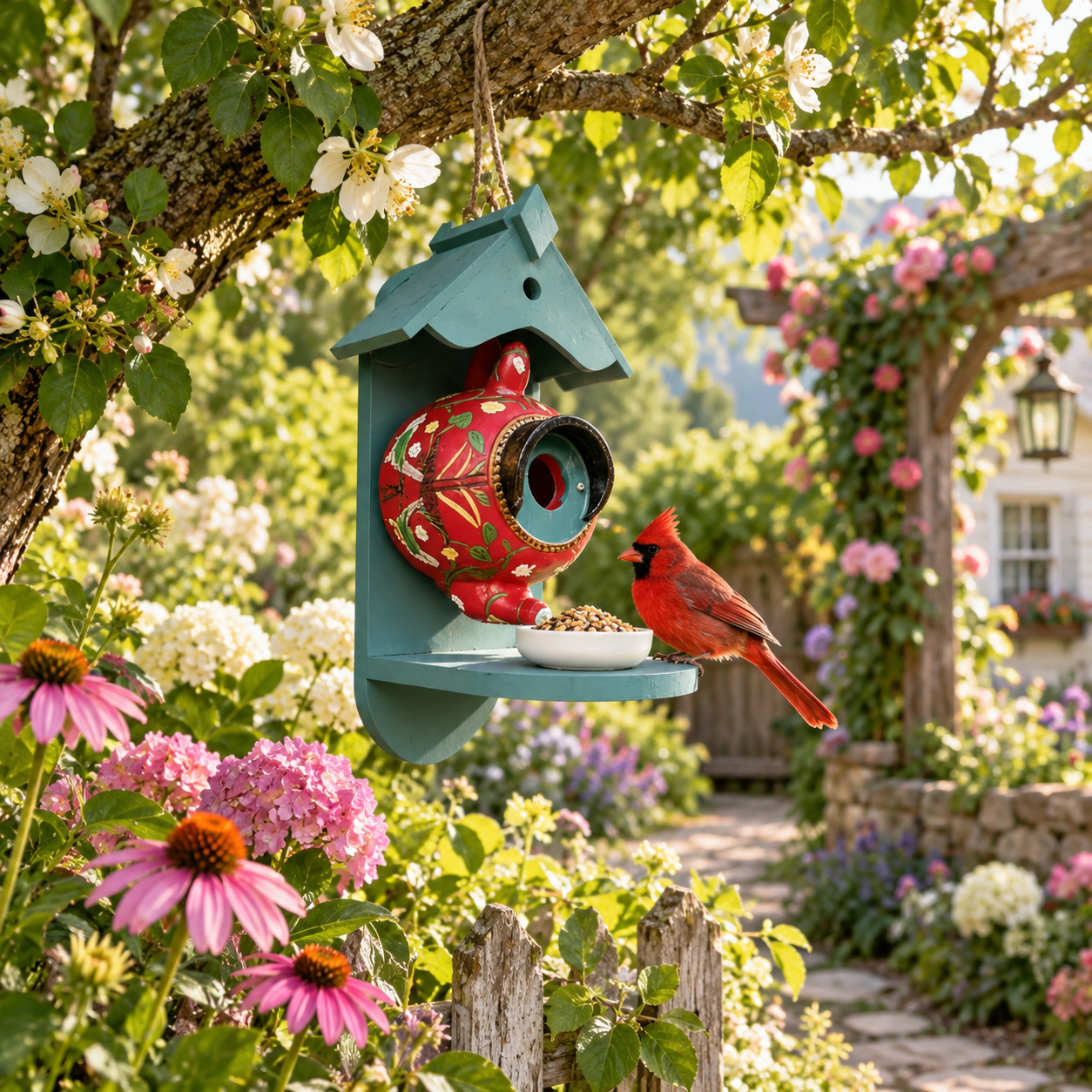Decorative Birdhouse for Garden, Colorful Hanging Bird House with Charming Design, Outdoor Backyard Birdhouse Decor for Garden Lovers, Patio, Yard and Nature-Inspired Spaces