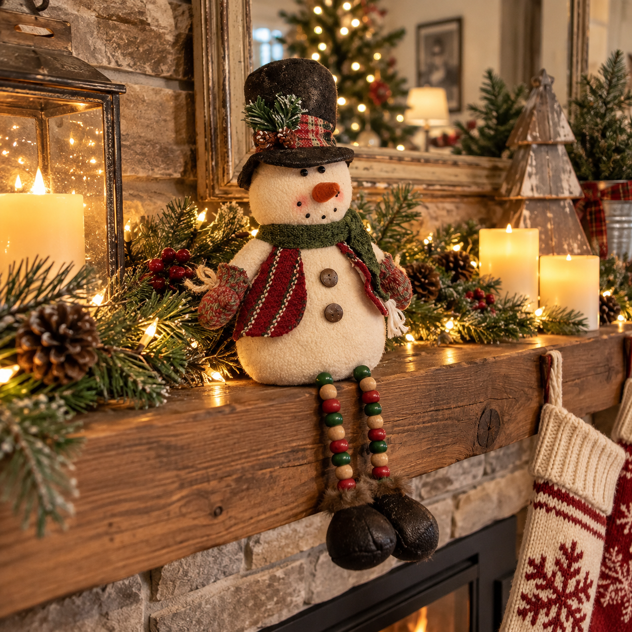 Handcrafted Christmas Snowman Plush Decoration