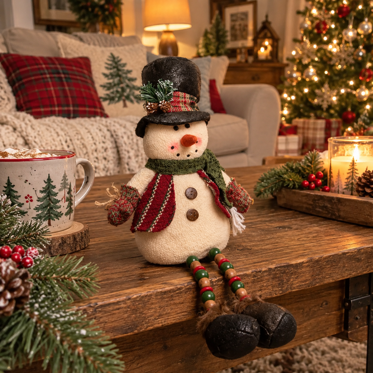 Handcrafted Christmas Snowman Plush Decoration