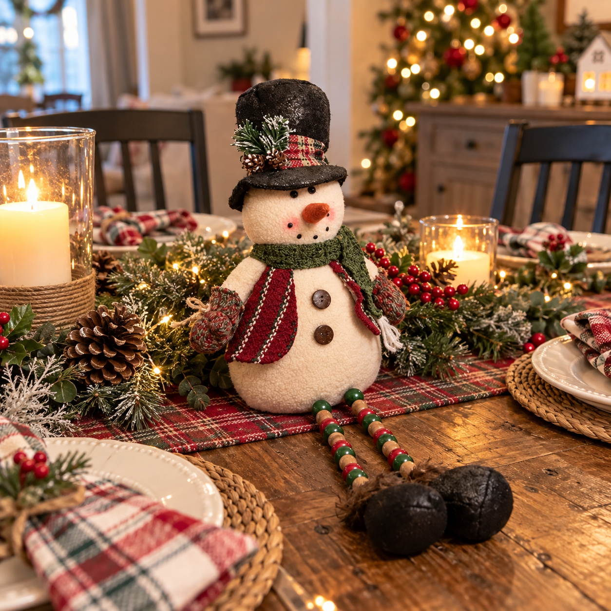 Handcrafted Christmas Snowman Plush Decoration