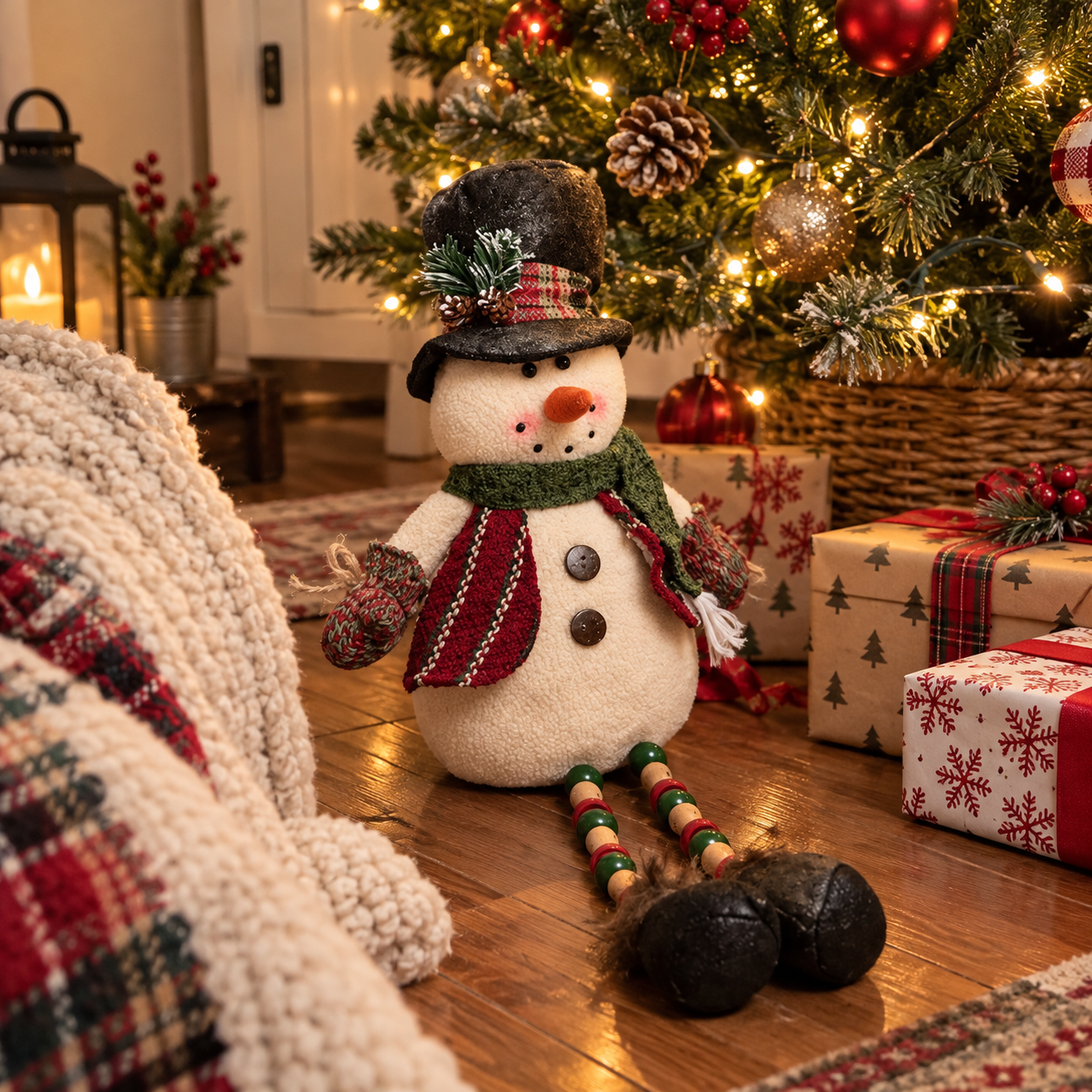Handcrafted Christmas Snowman Plush Decoration