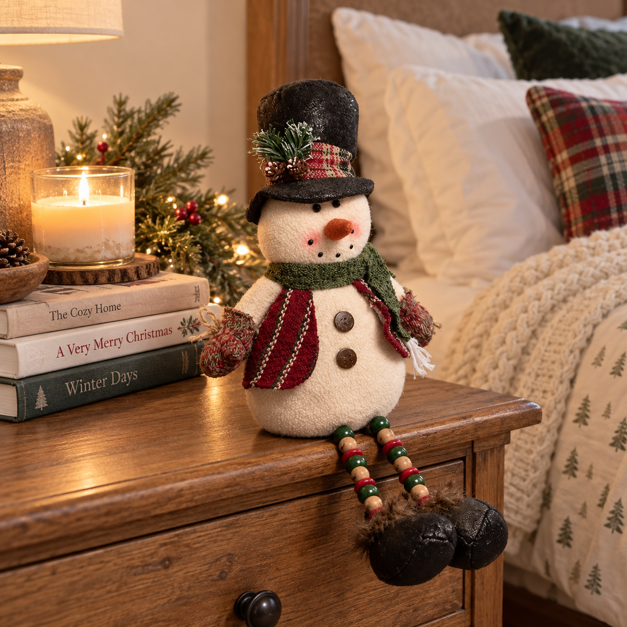 Handcrafted Christmas Snowman Plush Decoration