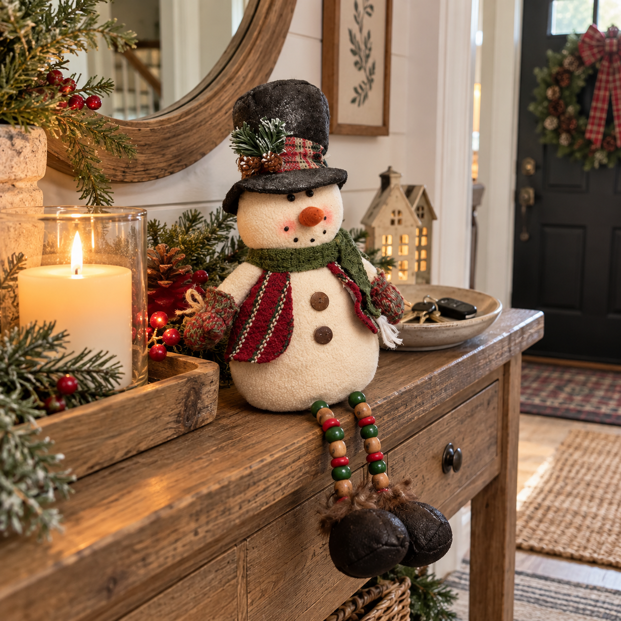 Handcrafted Christmas Snowman Plush Decoration