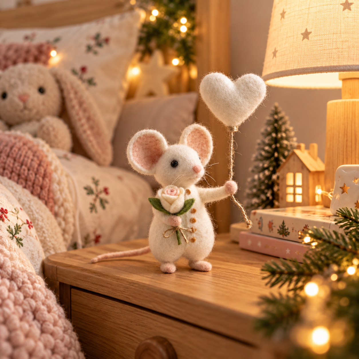 Handmade Needle Felted Mouse ,Valentine's Day Gift