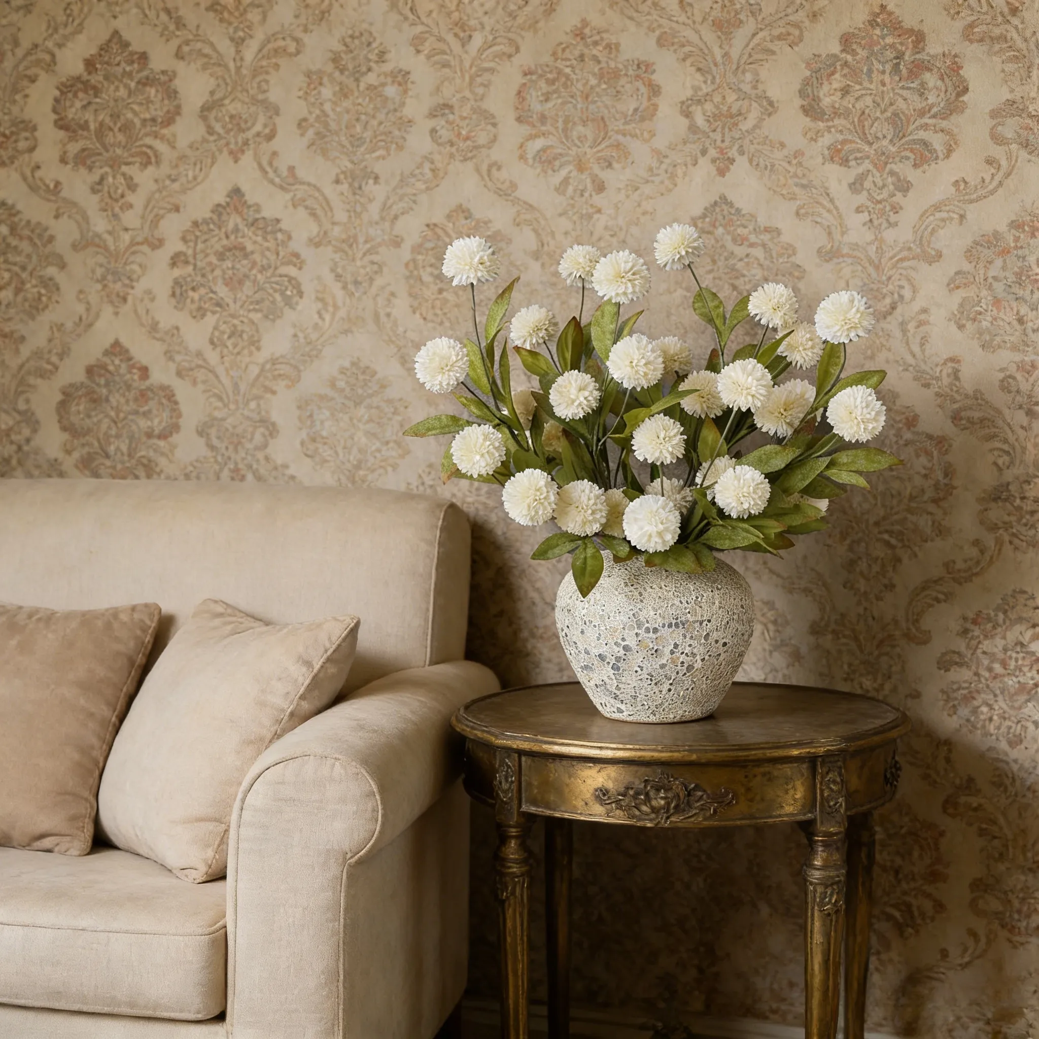 Faux Silk Pom Pom Mum Stems, Soft Silk Realistic Stems, Spring-Ready Home & Wedding Décor