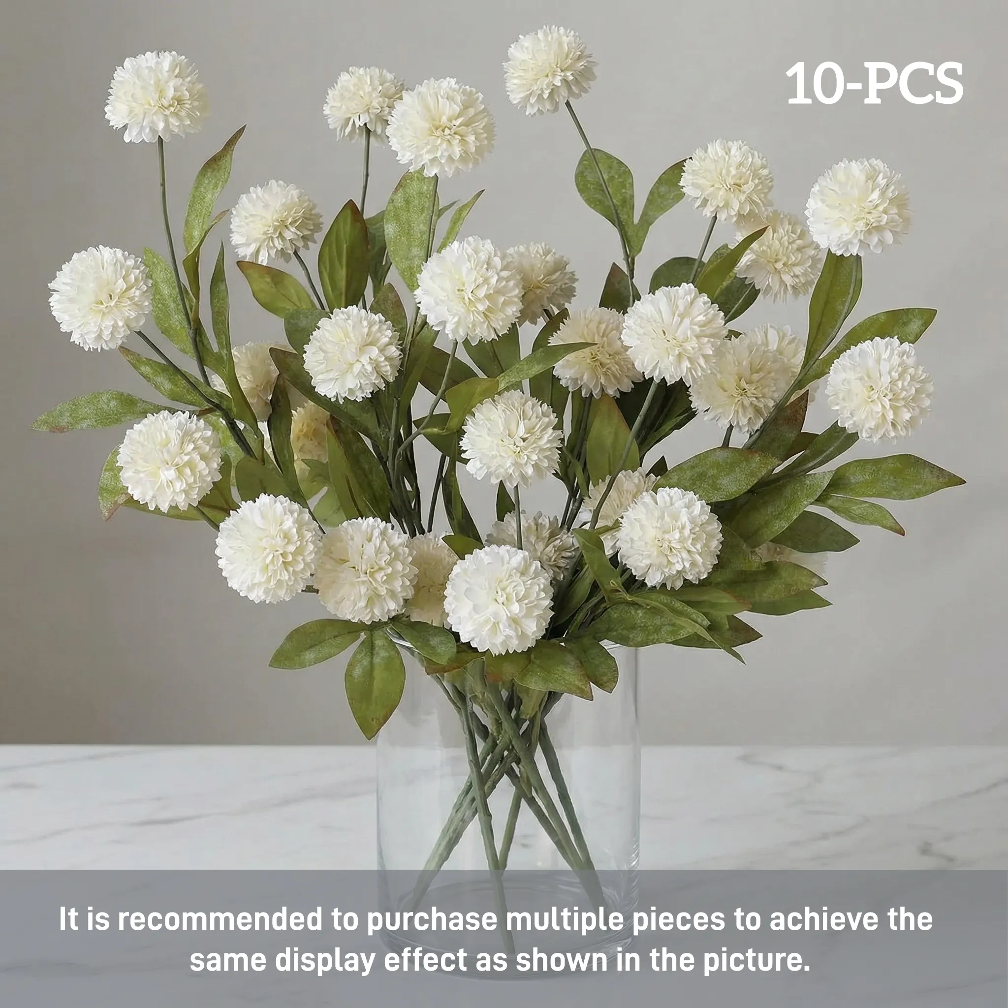 Faux Silk Pom Pom Mum Stems, Soft Silk Realistic Stems, Spring-Ready Home & Wedding Décor