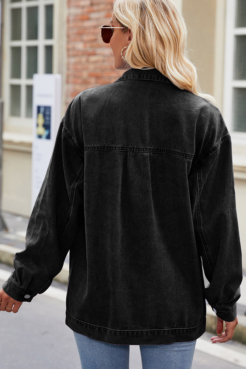Casual Loose Fit Drop Shoulder Denim Jacket