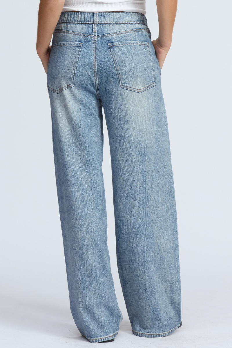 Womens Wash Vertical Pattern Casual Sweatpant Jean