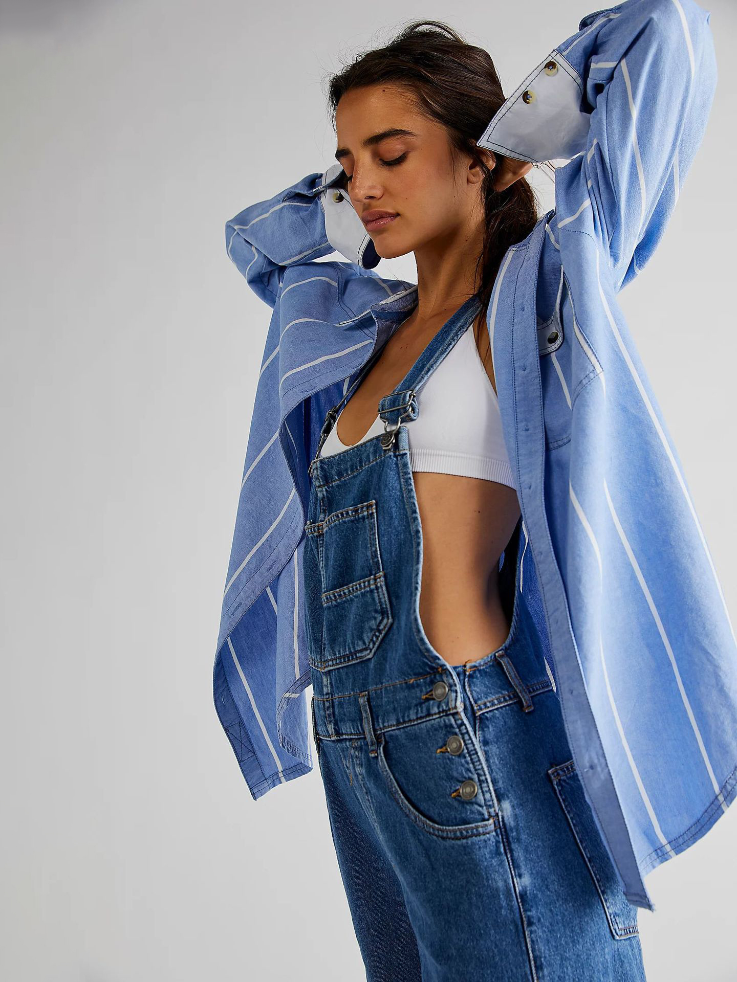 Casual Washed Loose Denim Overalls