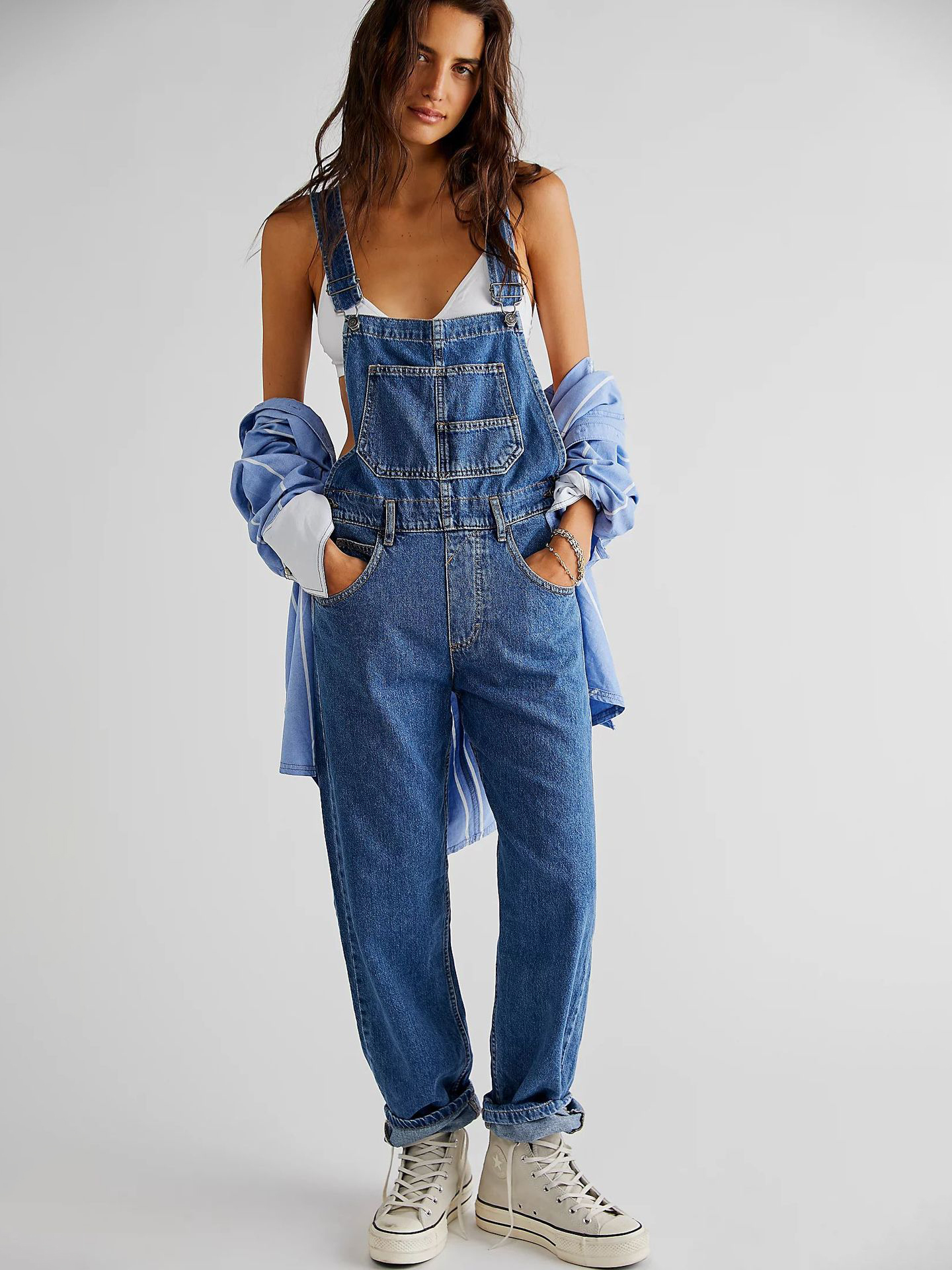 Casual Washed Loose Denim Overalls