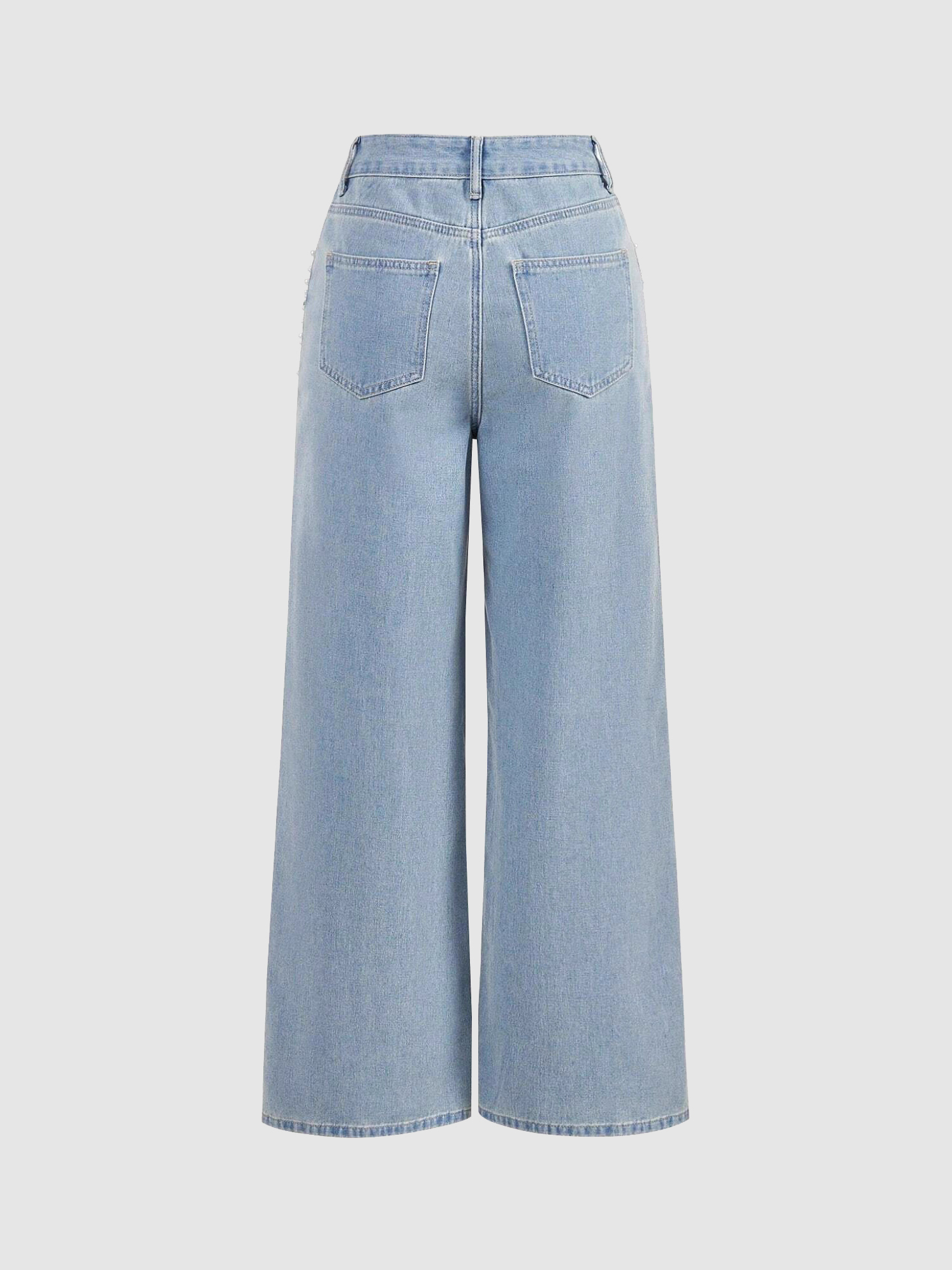 Casual Loose Fit Beaded Straight Leg Jeans