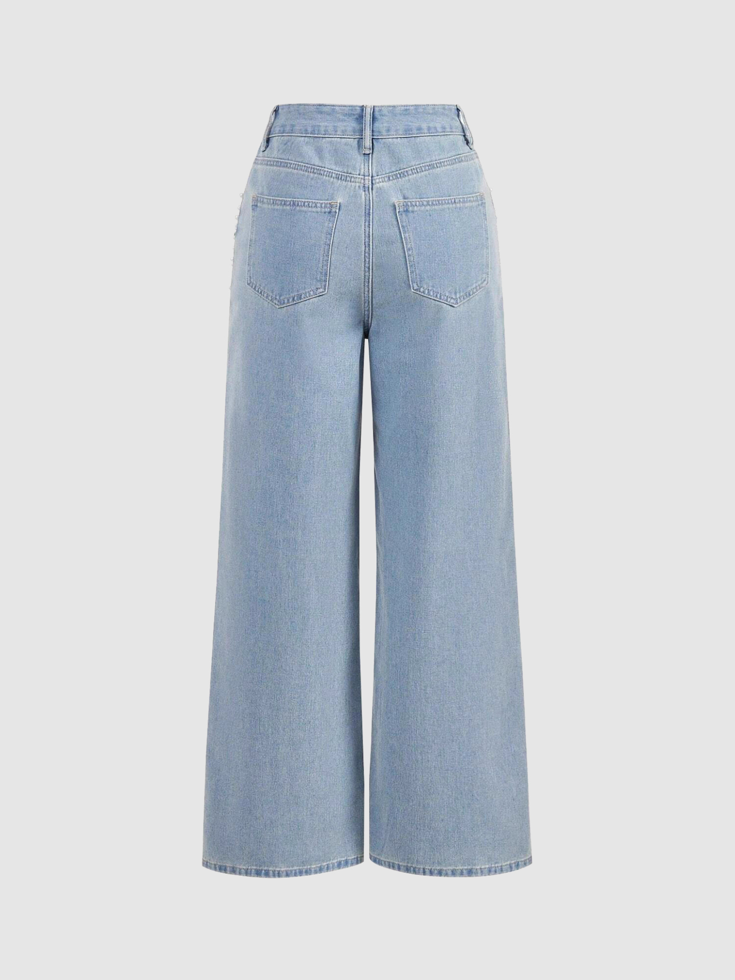 Casual Loose Fit Beaded Straight Leg Jeans