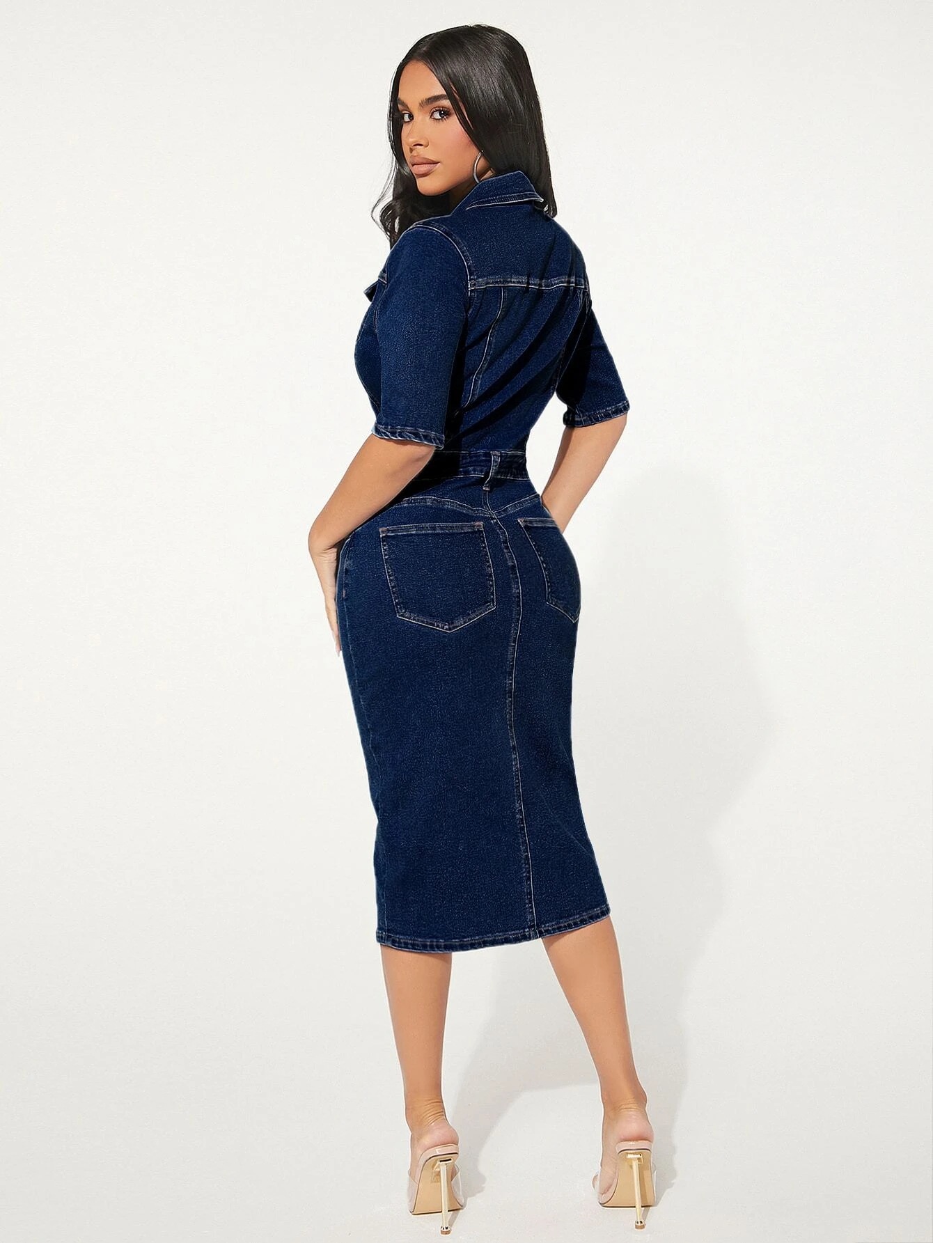 Women's Casual Slim Fit Stretch Denim Bodycon Dress