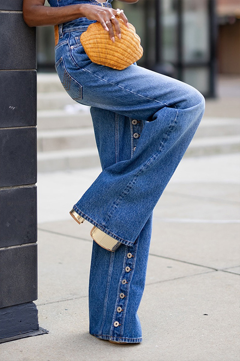 Fashion High Rise Multi Button Jeans