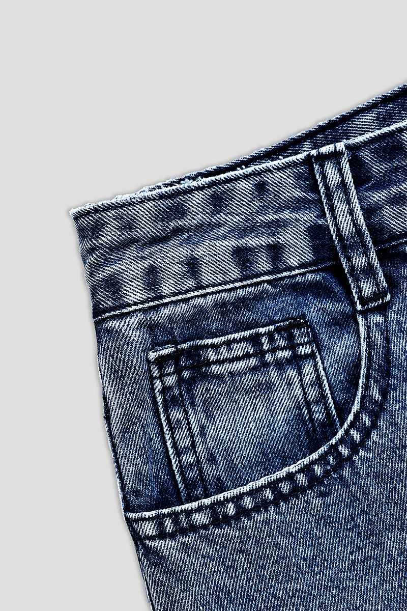 Casual Star Fringe Straight Leg Washed Jeans