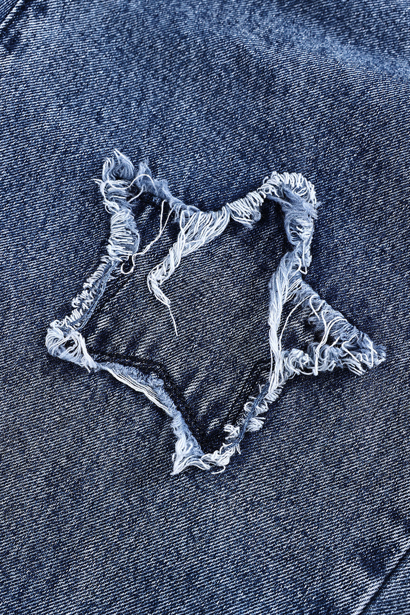 Casual Star Fringe Straight Leg Washed Jeans