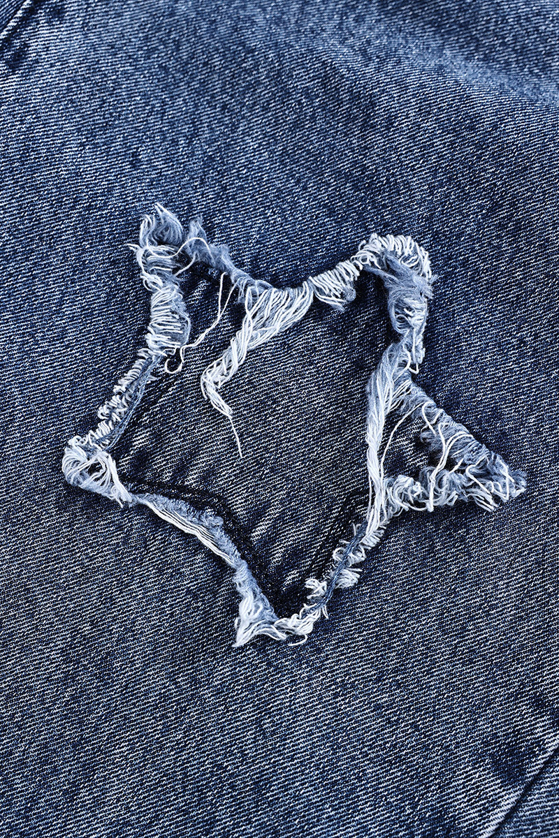 Casual Star Fringe Straight Leg Washed Jeans
