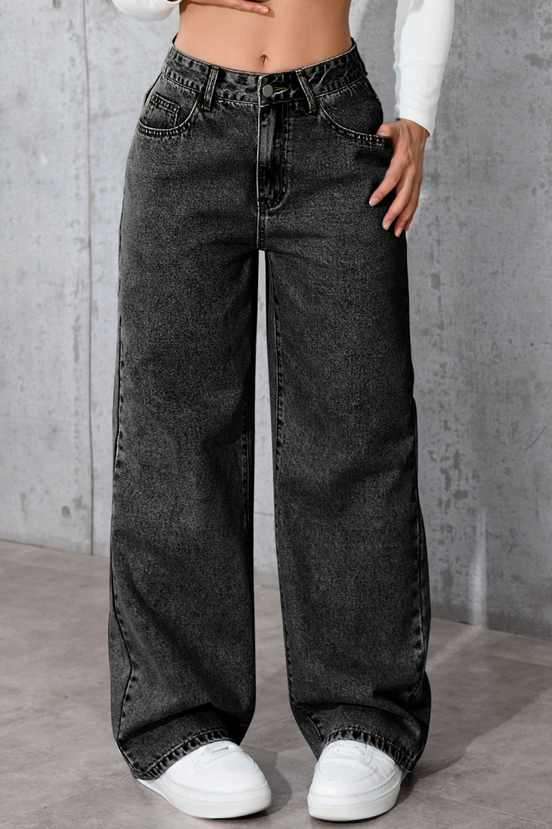 Casual Loose High Waisted Straight Denim Jeans