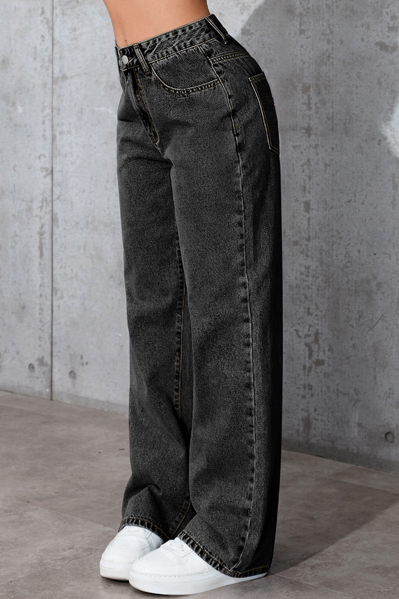 Casual Loose High Waisted Straight Denim Jeans