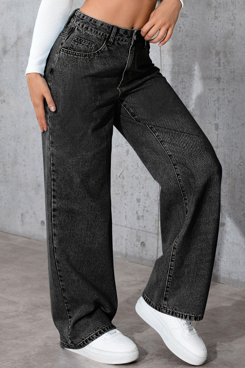 Casual Loose High Waisted Straight Denim Jeans