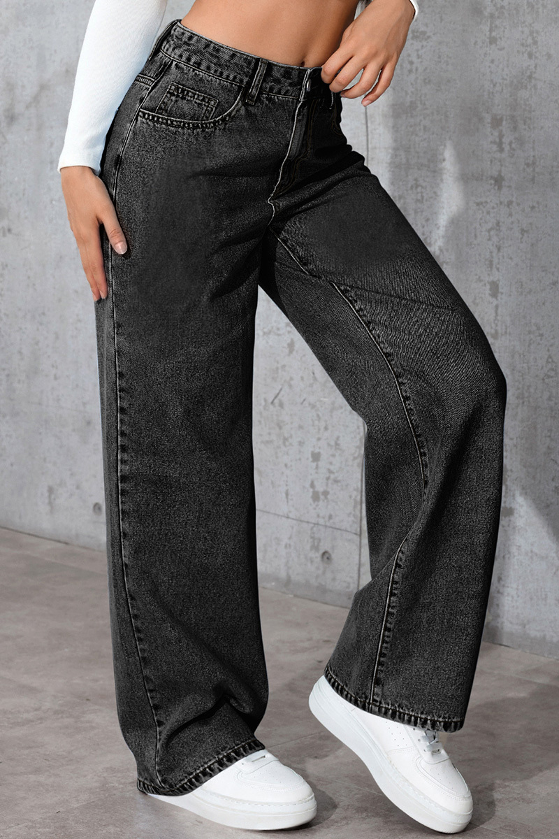 Casual Loose High Waisted Straight Denim Jeans