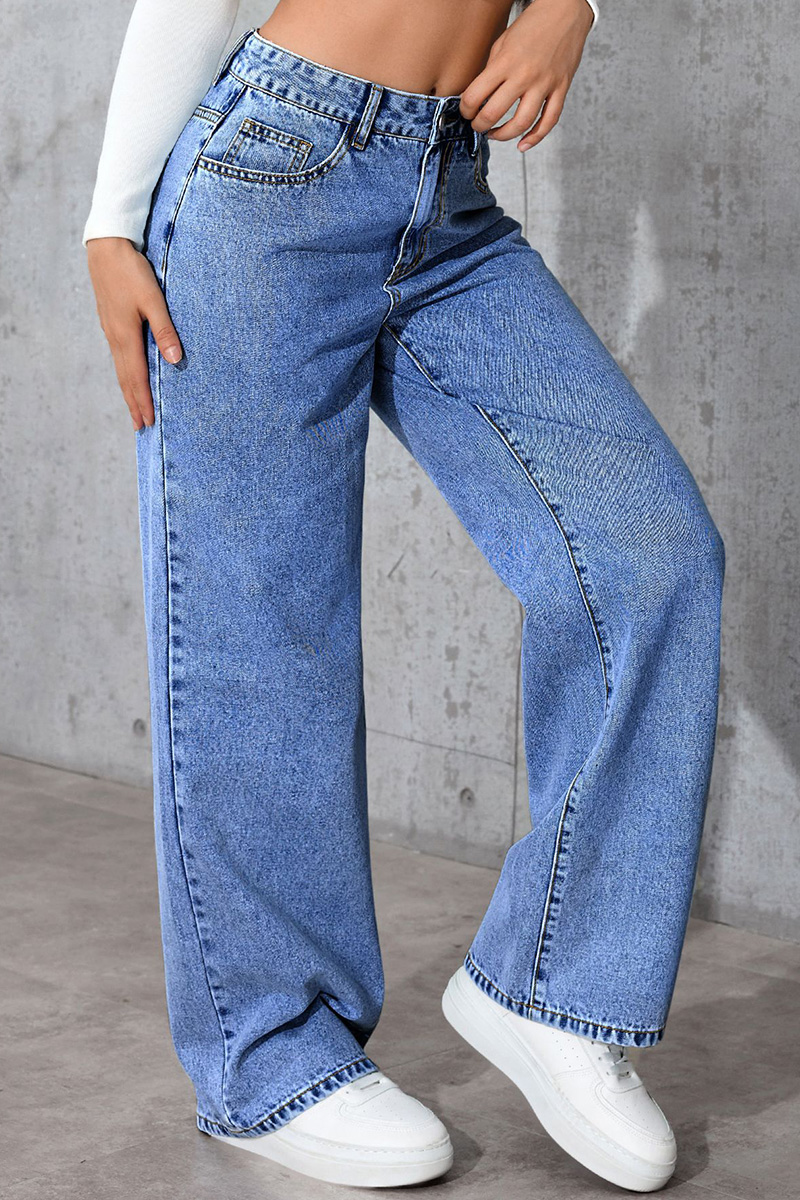 Casual Loose High Waisted Straight Denim Jeans