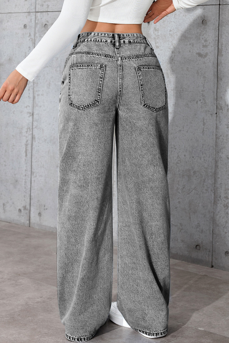 Casual Loose High Waisted Straight Denim Jeans